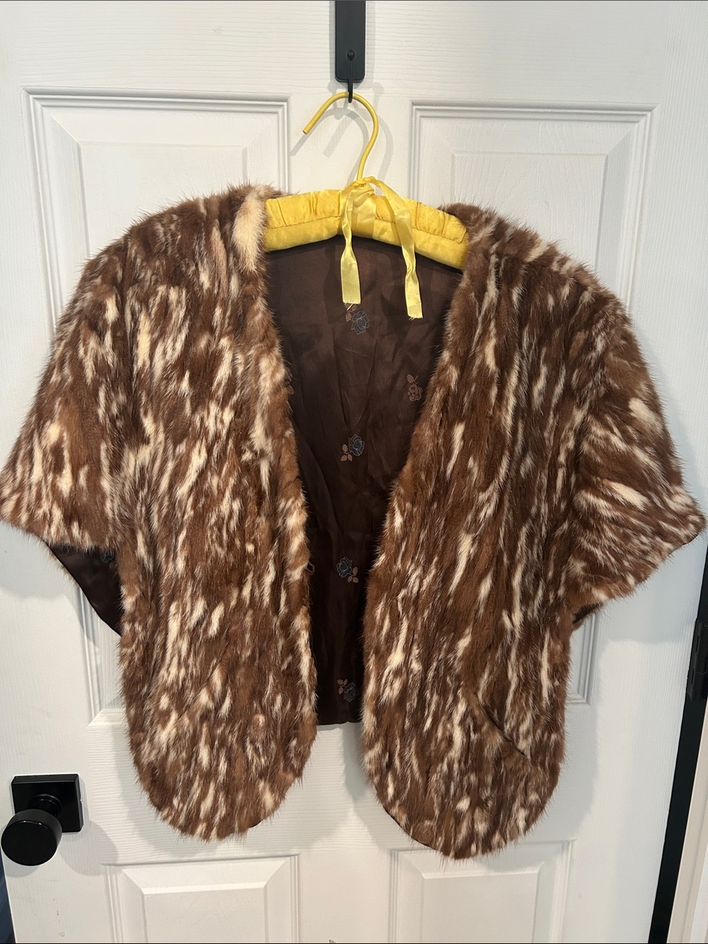 Vintage Brown & Cream  Fur Short Cape
